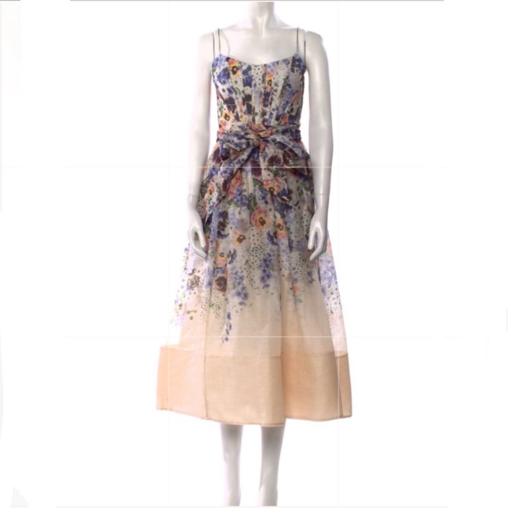 Zimmermann Floral Midi Dress - Purple and Cream - Picture 4 of 8
